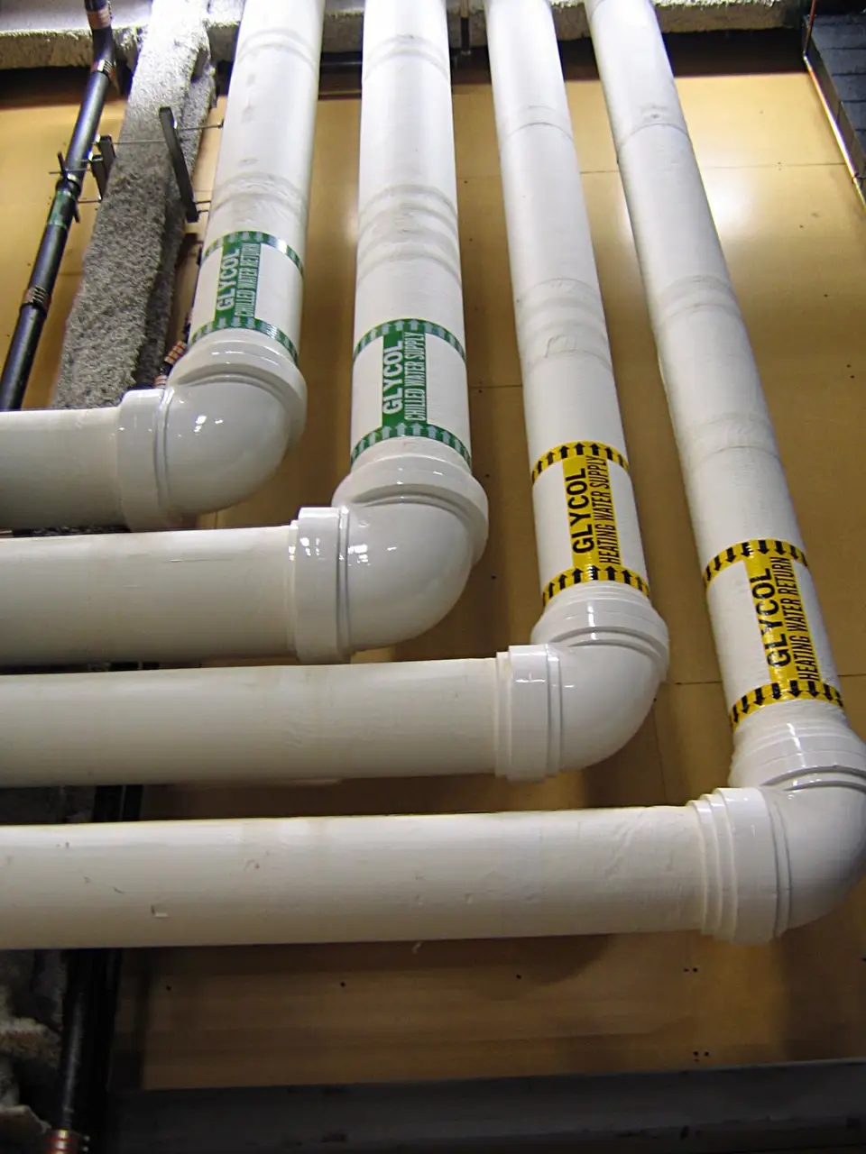 Plastic water and drain pipes prepared for installation